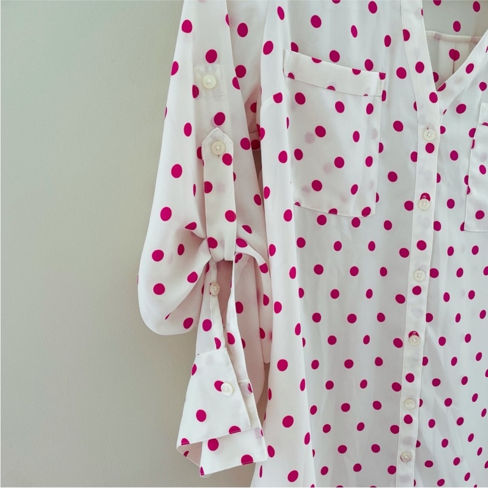 Express Portofino Polka Dot Blouse Button Front S - Picture 2 of 6